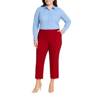 Worthington Women’s Pants Modern Fit Mid Rise Crop Cherry Red Size 18 Plus